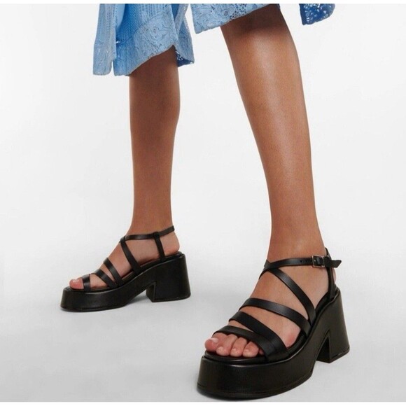 Ganni Strappy Platform Sandal In Black Sz 35 - Picture 10 of 10
